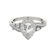 GIA Certified 2.01 Carat Pear Halo Multi-Stone Curved Diamond Ring
