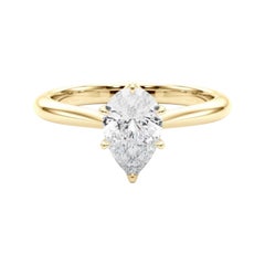 GIA Certified 2.01 Carat Pear Solitaire Cathedral 18K Yellow Gold Diamond Ring