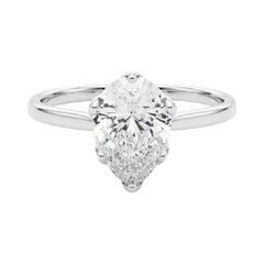GIA zertifiziert 2.01 Karat Birne Solitär Kathedrale Tulpe Diamantring