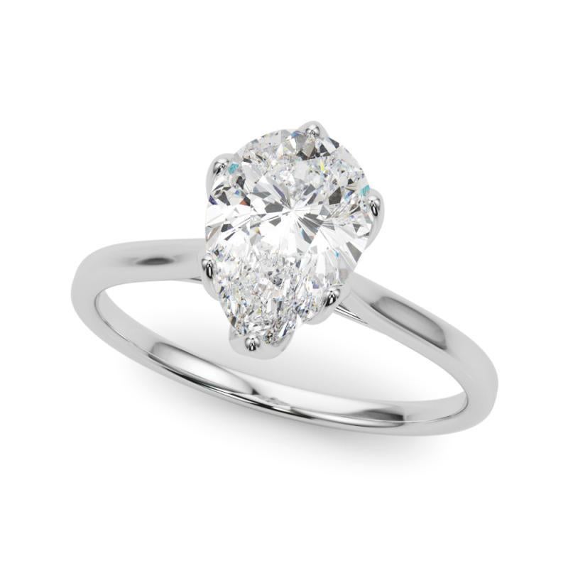 Taglio a goccia GIA Certified 2.01 Carat Pear Solitaire Tulip Rose Platinum Diamond Ring in vendita