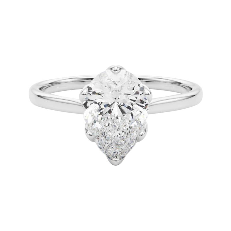 GIA zertifiziert 2.01 Karat Birne Solitär Tulip Rose Platin Diamant Ring