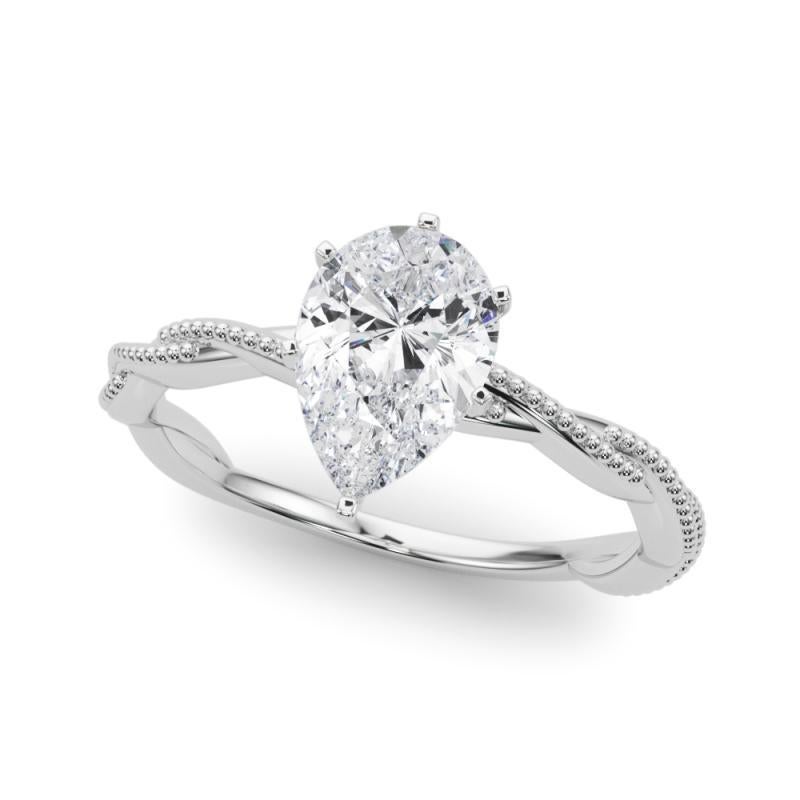 Taglio a goccia GIA Certified 2,01 Carat Pear Twisted Braided Band Platinum Diamond Ring (anello con diamante in platino) in vendita