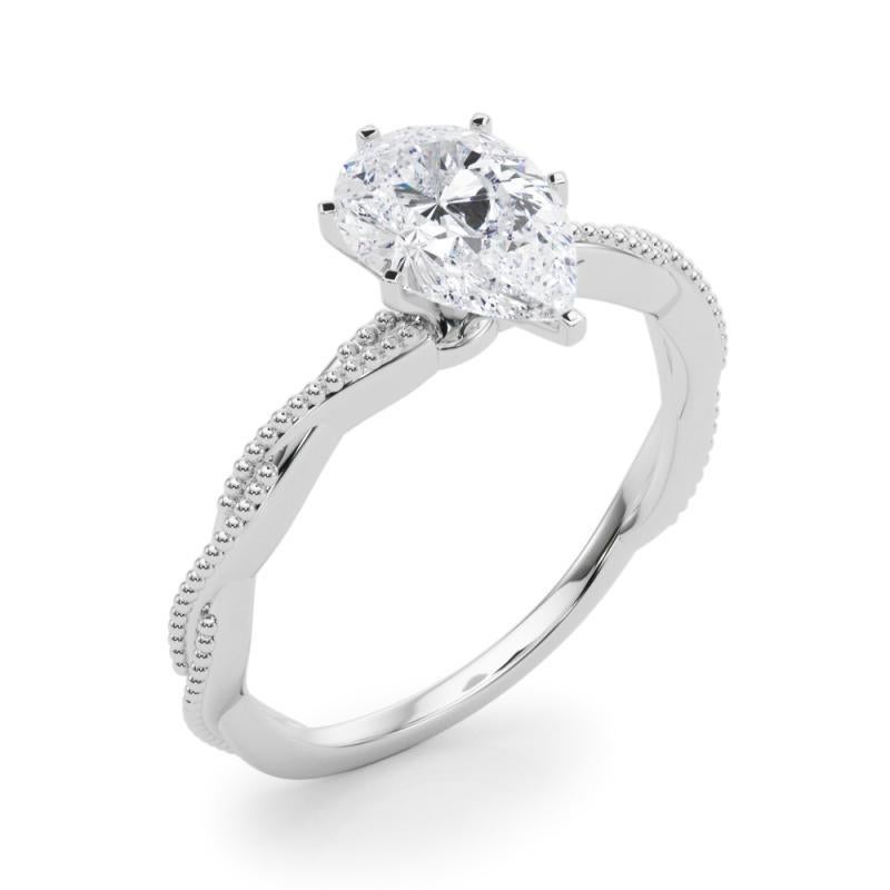 Donna GIA Certified 2,01 Carat Pear Twisted Braided Band Platinum Diamond Ring (anello con diamante in platino) in vendita