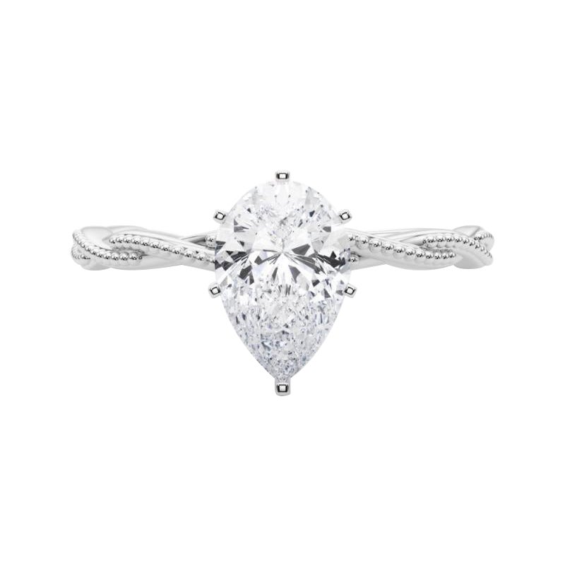 GIA Certified 2,01 Carat Pear Twisted Braided Band Platinum Diamond Ring (anello con diamante in platino)