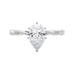 GIA Certified 2,01 Carat Pear Twisted Braided Band Platinum Diamond Ring (anello con diamante in platino)