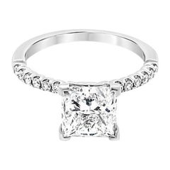 GIA-zertifizierter Verlobungsring mit 2,01 Karat Diamant im Prinzessinnenschliff, F SI1, Weißgold