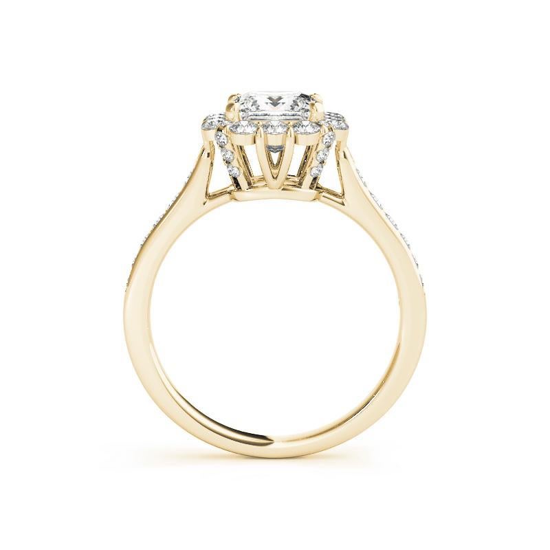 Taglio princess GIA Certified 2,01 Carat Princess Square Halo Basket Diamond Ring in vendita