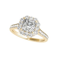 GIA zertifiziert 2,01 Karat Prinzessin Quadrat Halo Korb Diamantring