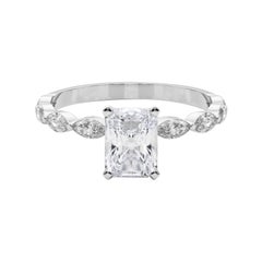 GIA Certified 2.01 Carat Radiant Diamond Band Solitaire Platinum Diamond Ring