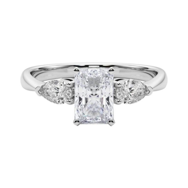 GIA Certified 2.01 Carat Radiant East-West Three-Stone Platinum Diamond Ring