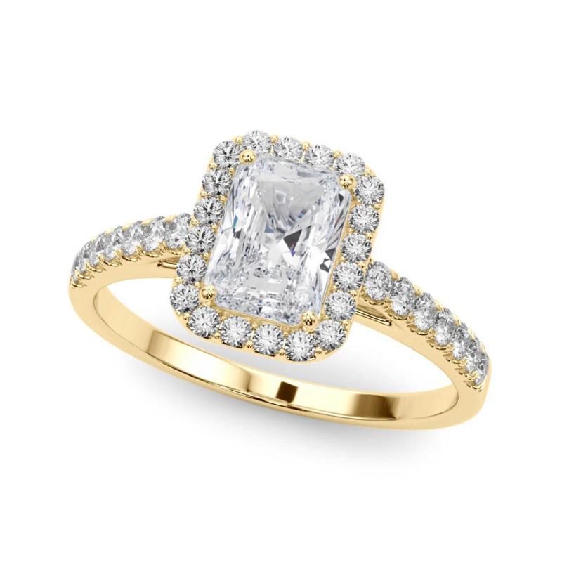 Radiant Cut GIA Certified 2.01 Carat Radiant Halo Pave 18K Yellow Gold Diamond Ring For Sale