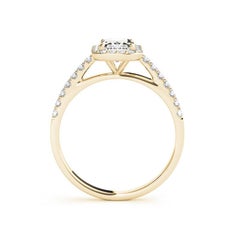 GIA Certified 2.01 Carat Radiant Halo Pave 18K Yellow Gold Diamond Ring