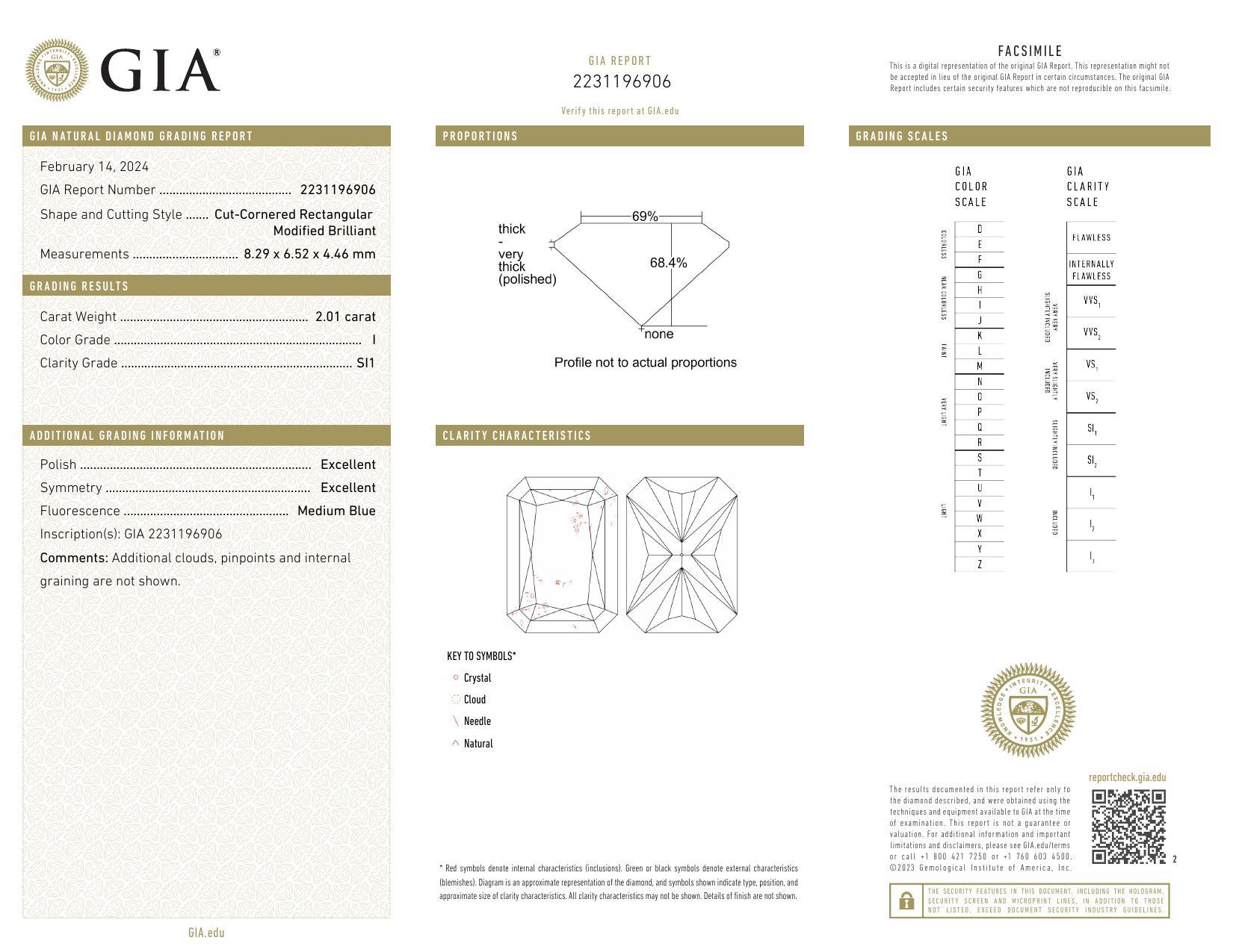 Bague en or jaune 18K certifiée GIA avec diamant radiant Halo Pave de 2,01 carats Pour femmes en vente