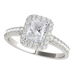 Certifié GIA 2.01 Carat Radiant Halo Pave  Bague en diamant