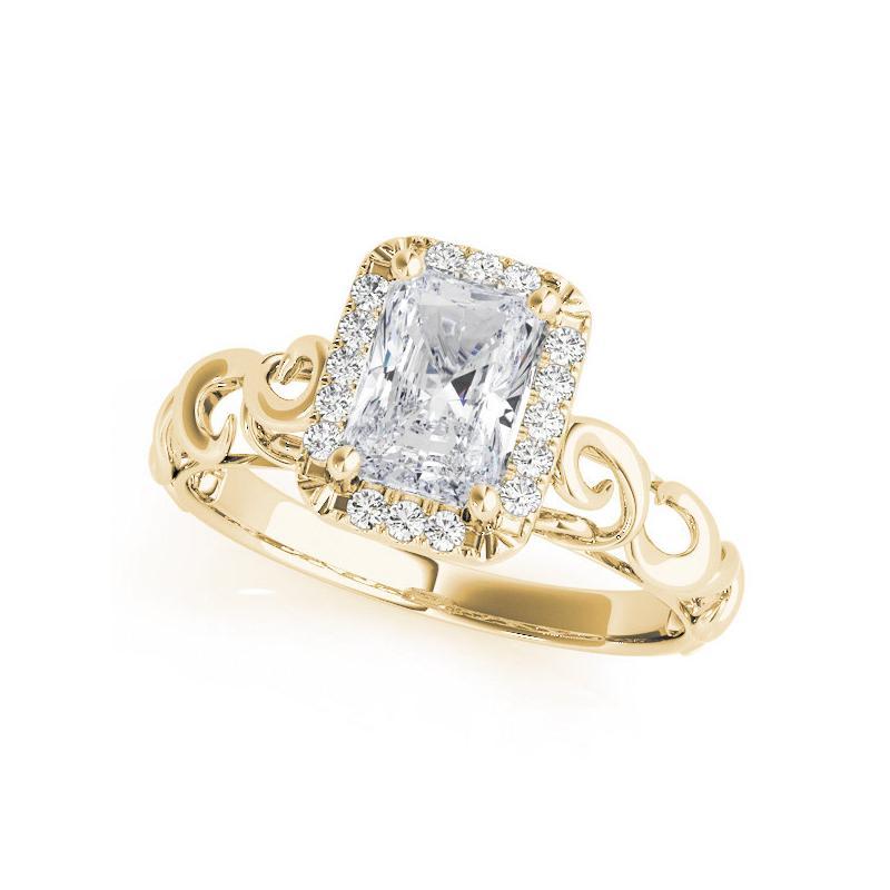 Taille radiant Bague à diamant cathédrale certifiée GIA de 2.01 carats à halo rayonnant en vente