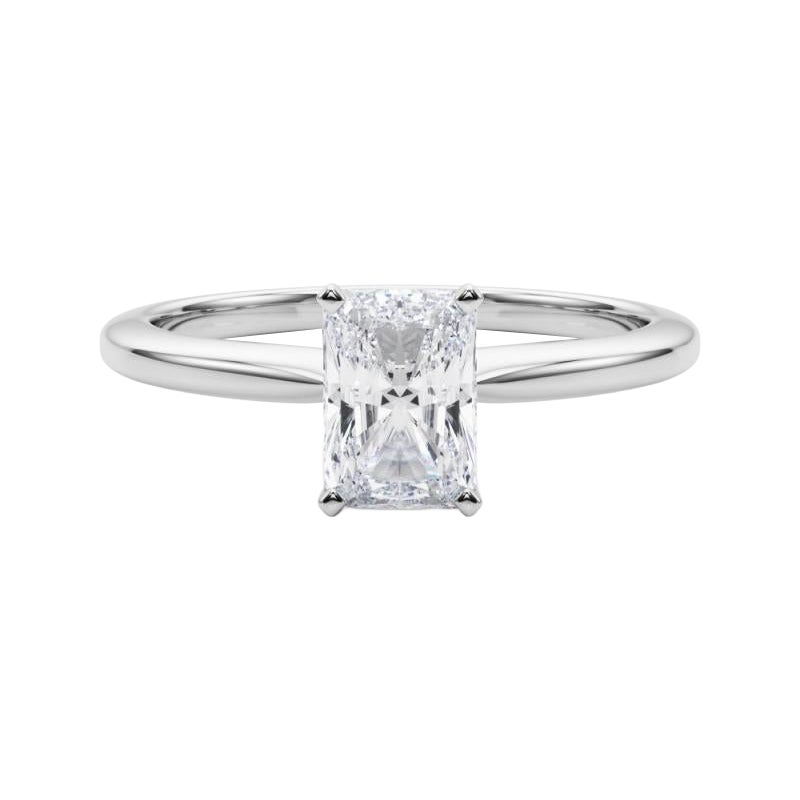 Bague solitaire en platine avec diamant radiant de 2.01 carat certifiée GIA