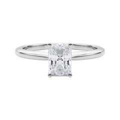 Bague solitaire en platine avec diamant radiant de 2.01 carat certifiée GIA