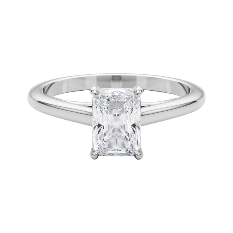 Bague diamant cathédrale solitaire radiant de 2.01 carat certifiée GIA