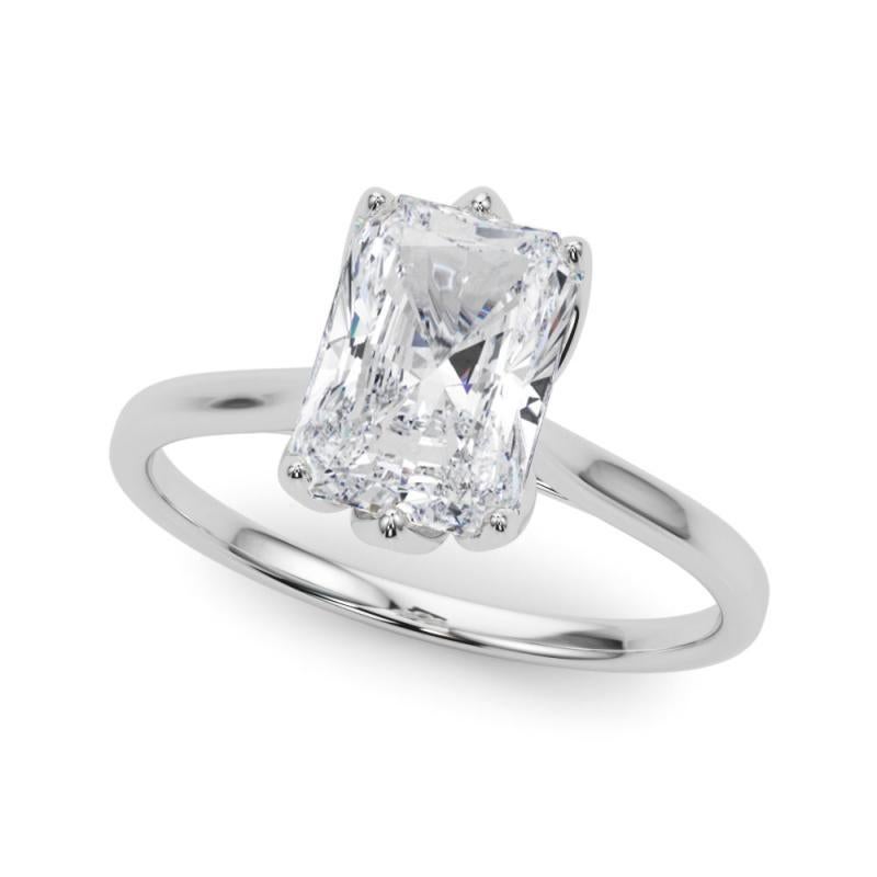 Taglio radiant Anello con diamante radiante solitario Tulip Rose da 2.01 carati certificato GIA in vendita