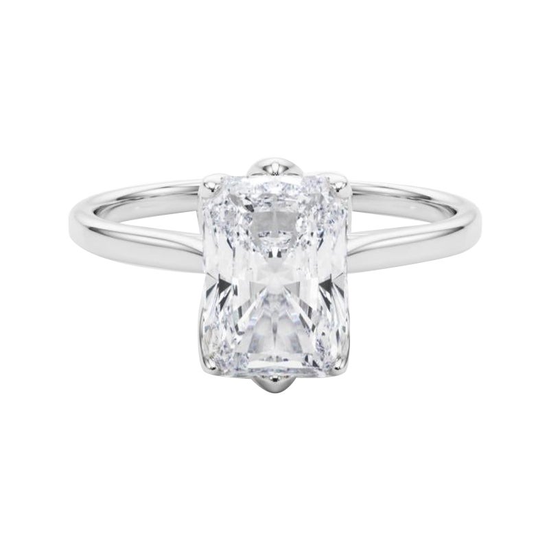 Anello con diamante radiante solitario Tulip Rose da 2.01 carati certificato GIA