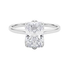 Anello con diamante radiante solitario Tulip Rose da 2.01 carati certificato GIA