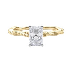Anillo de diamantes con banda trenzada trenzada radiante de 2.01 quilates con certificación GIA