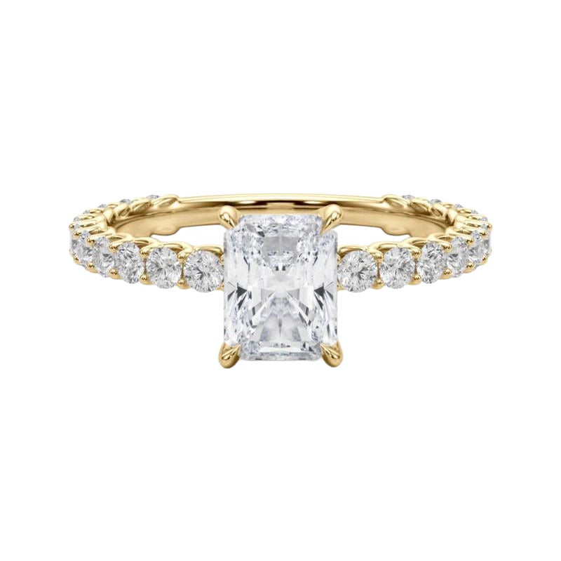 Anello di diamanti a eternità parziale con radiante da 2.01 carati certificato GIA