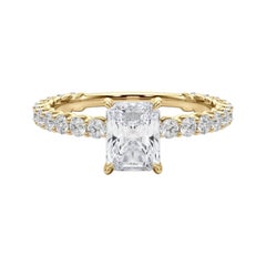 GIA Certified 2.01 Carat Radiant with Partial Eternity Diamond Ring
