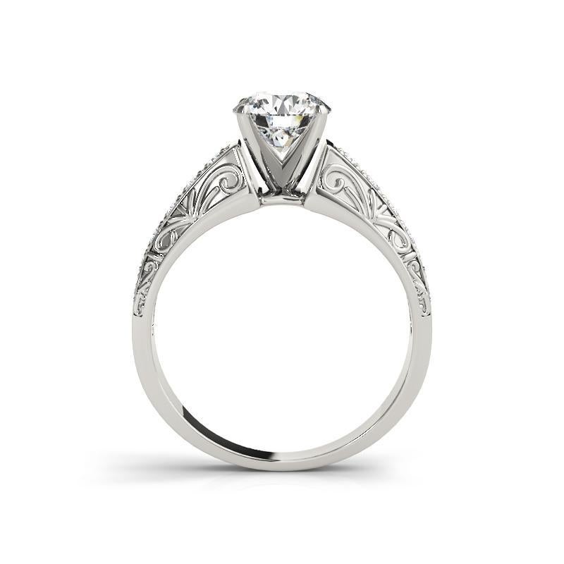 GIA-zertifizierter 2,01 Karat runder antiker Diamantring mit Gravur und Schnecke (Rundschliff) im Angebot