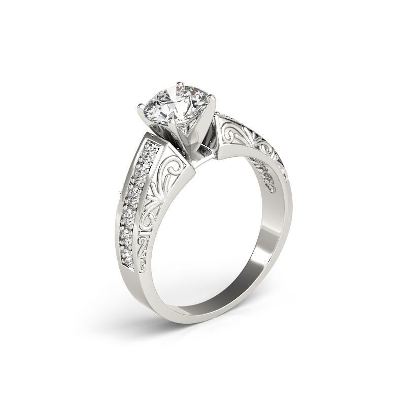 GIA-zertifizierter 2,01 Karat runder antiker Diamantring mit Gravur und Schnecke im Zustand „Neu“ im Angebot in New York, NY