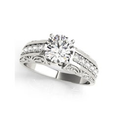 GIA Certified 2.01 Carat Round Antique Engraved Scroll Diamond Ring