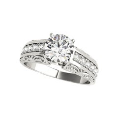 GIA Certified 2.01 Carat Round Antique Engraved Scroll Diamond Ring