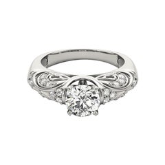 Bague à diamant en platine certifiée GIA de 2,01 carats, de forme ronde, à volutes antiques et à dôme