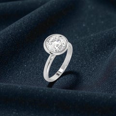 GIA Certified 2.01 Carat Round Brilliant Cut D VVS1 Bezel Set Ring in 18K Gold