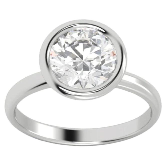 GIA zertifiziert 2,01 Karat Runde Brillantschliff D VVS1 Lünette Set Ring in 18K Gold