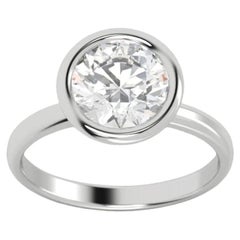 GIA Certified 2.01 Carat Round Brilliant Cut D VVS1 Bezel Set Ring in 18K Gold