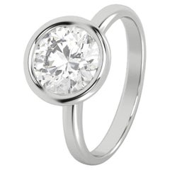 GIA Certified 2.01 Carat Round Brilliant Cut D VVS1 Bezel Set Ring in 18K Gold