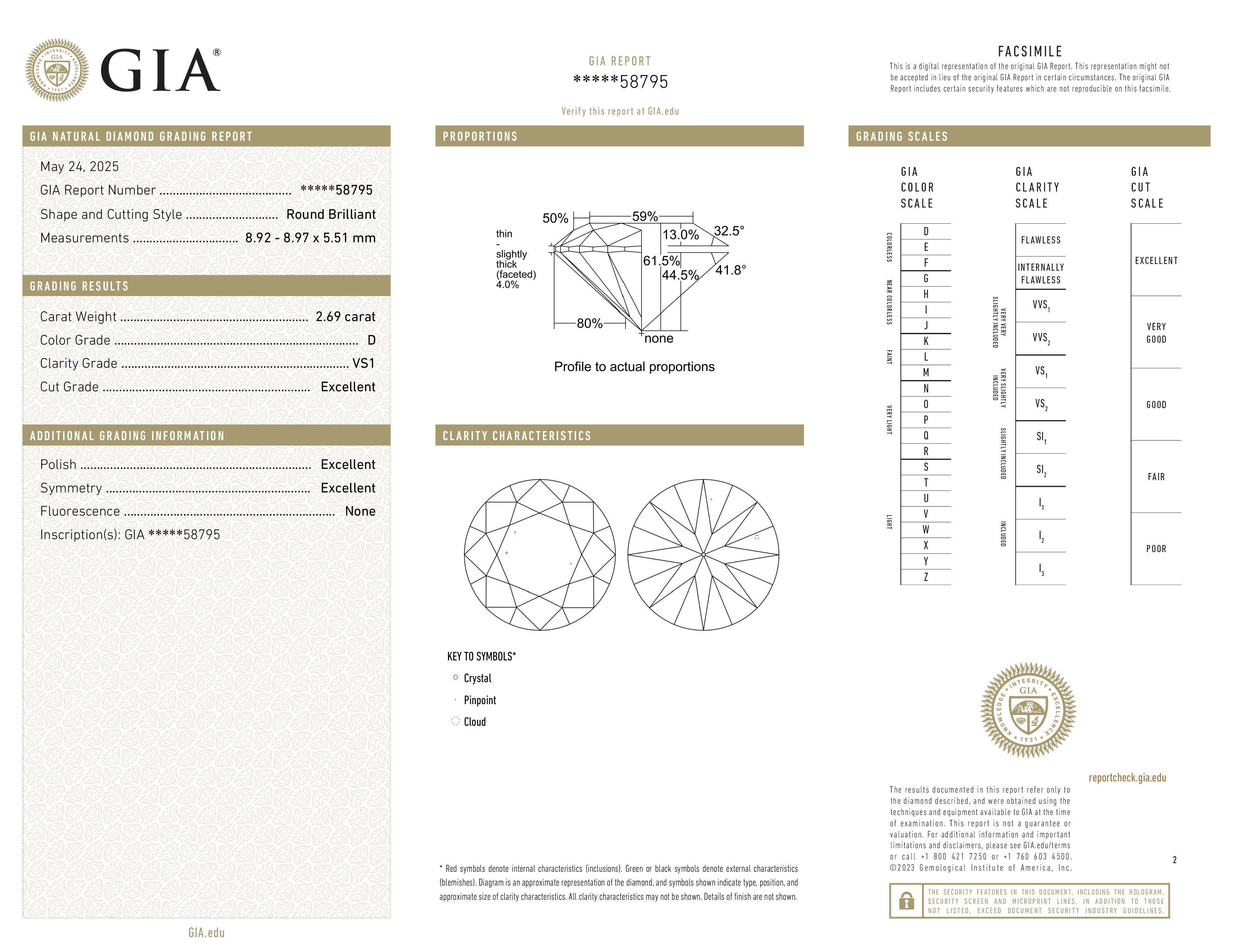 GIA Certified 2.69 Carat Round Cut Diamond D Color Ring in 18K White Gold In New Condition For Sale In Chicago, IL