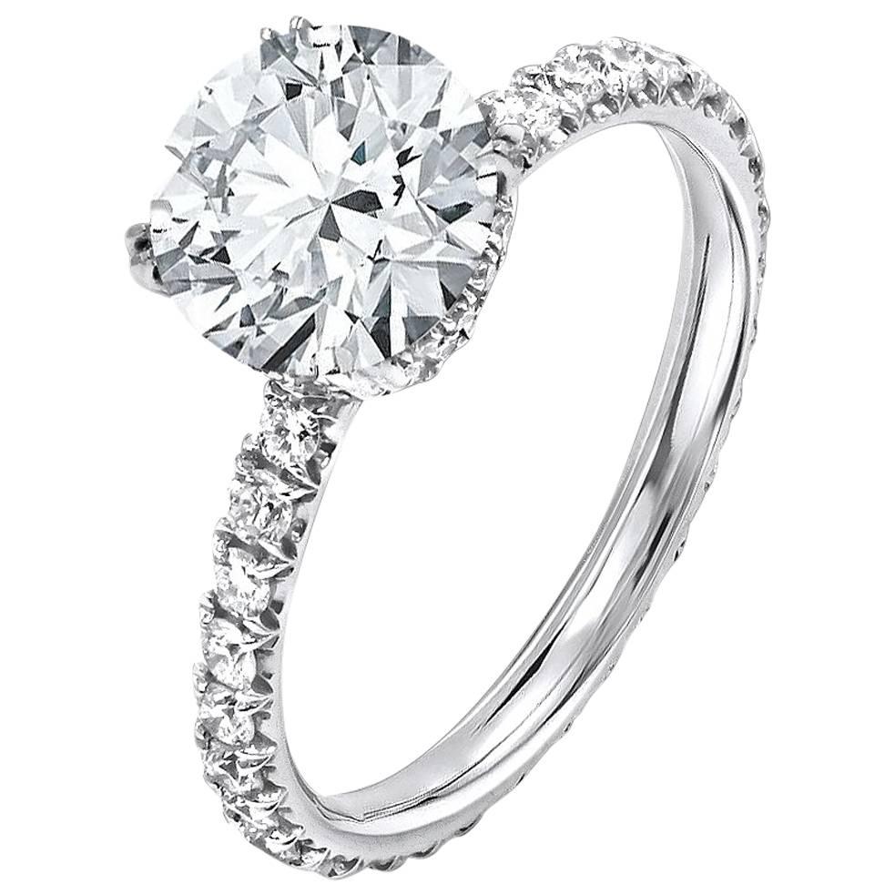 GIA Certified 2.01 Carat Round Cut Diamond Ring For Sale