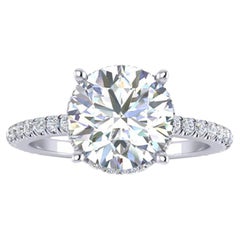 GIA Certified 2.01 Carat Round Diamond  E Color, VVS1 Clarity Platinum 950 Ring