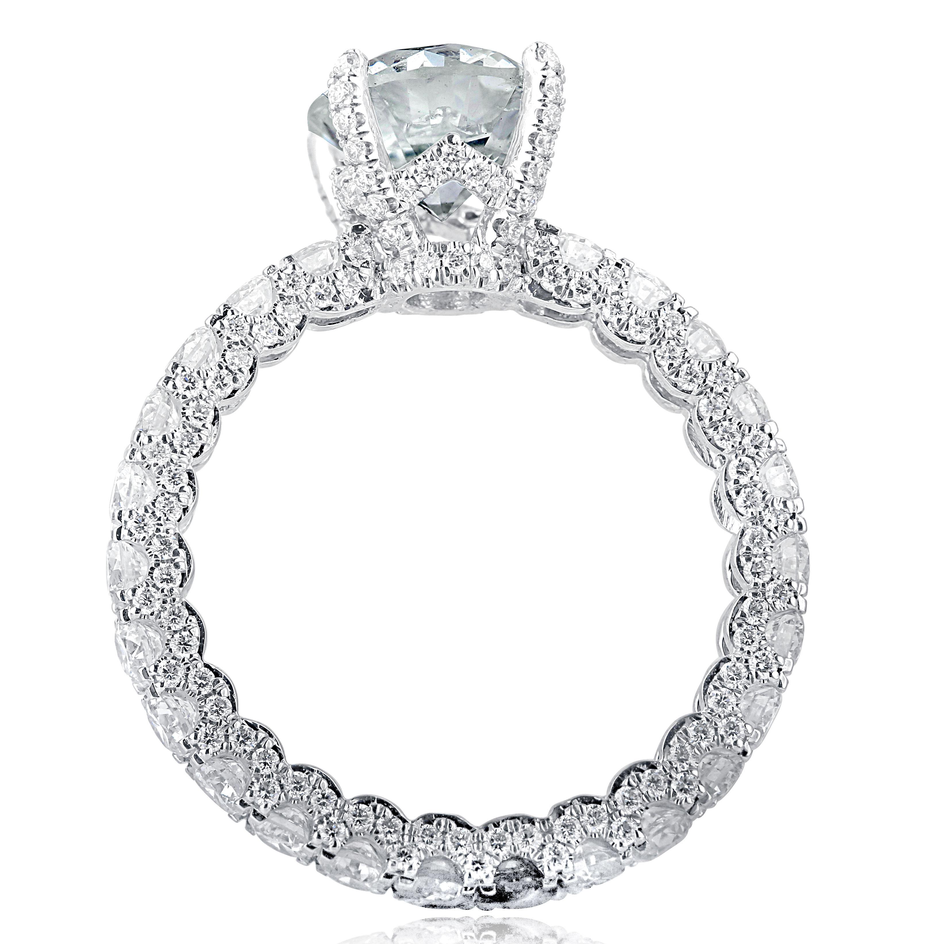 This magnificent diamond engagement ring features a breathtaking 2.01 carat GIA-certified round brilliant cut solitaire diamond, graded J color, SI1 clarity, and none fluorescence, with measurements of 7.90 x 7.93 x 5.07 mm. GIA report number: