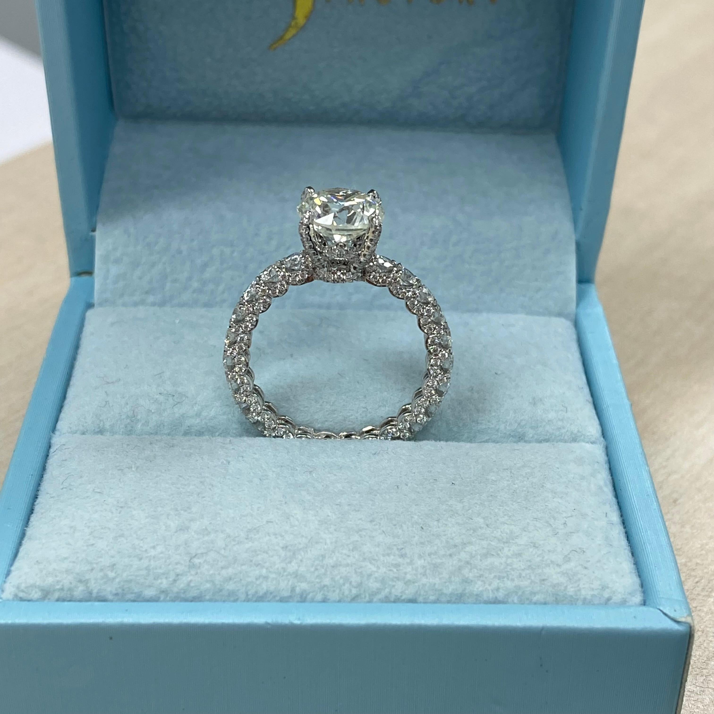Round Cut GIA Certified 2.01 Carat Round Diamond Platinum Engagement Eternity Ring For Sale