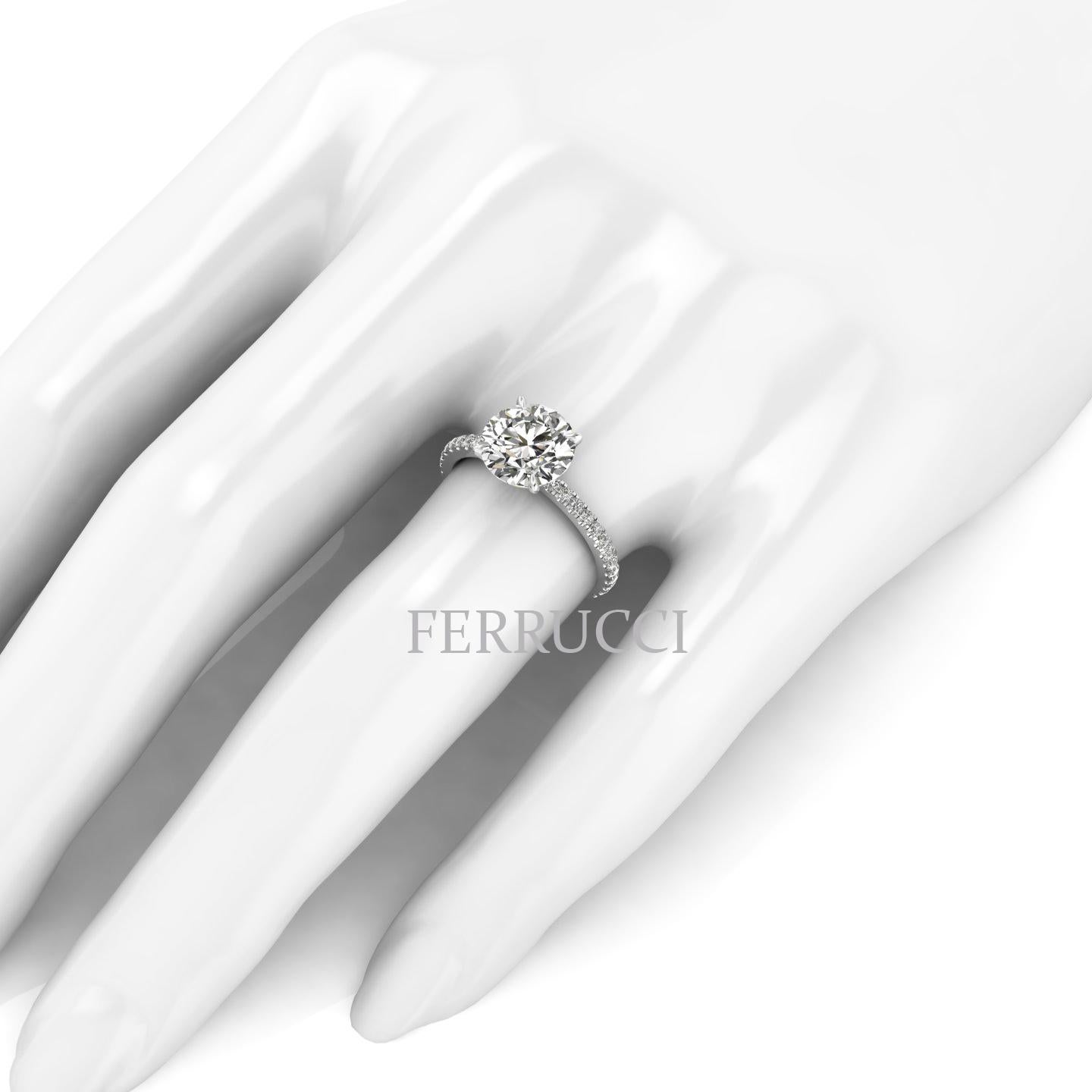 GIA-zertifiziert 2,39 Karat runder Diamant J Farbe, SI1 Klarheit Platin 950  Ring mit Ring im Zustand „Neu“ im Angebot in New York, NY