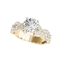 Bague à diamants certifiée GIA, 2,01 carats, ronds, tressés et torsadés