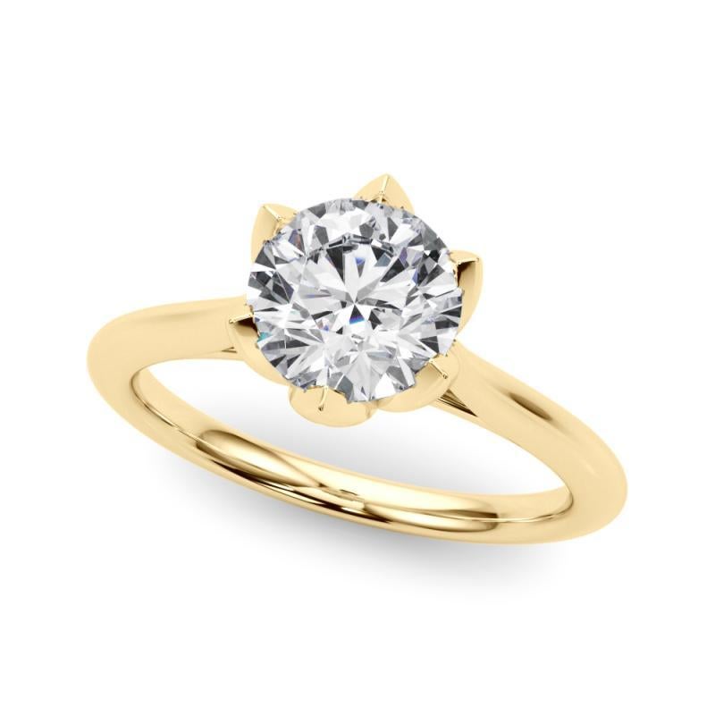 Taille ronde Bague à diamant cathédrale Tulipe filigrane ronde de 2,01 carats certifiée GIA en vente