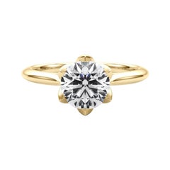 Bague à diamant cathédrale Tulipe filigrane ronde de 2,01 carats certifiée GIA