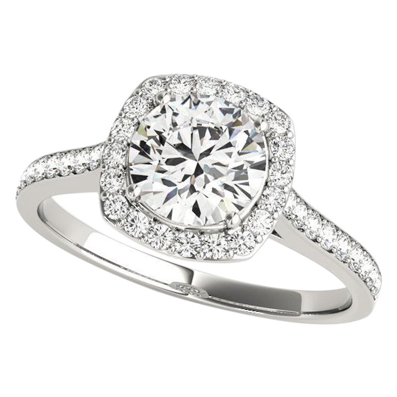 Anello con diamante d'epoca a forma di aureola rotonda da 2.01 carati certificato GIA