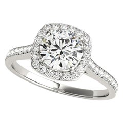 Anello con diamante d'epoca a forma di aureola rotonda da 2.01 carati certificato GIA
