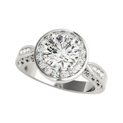 GIA Certified 2.01 Carat Round Halo Flower Basket Channel Diamond Ring