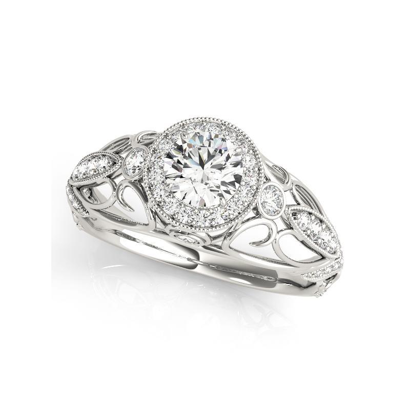 Taille ronde Bague à diamant en platine certifiée GIA de 2,01 carats avec halo rond et ruban déroulant en vente